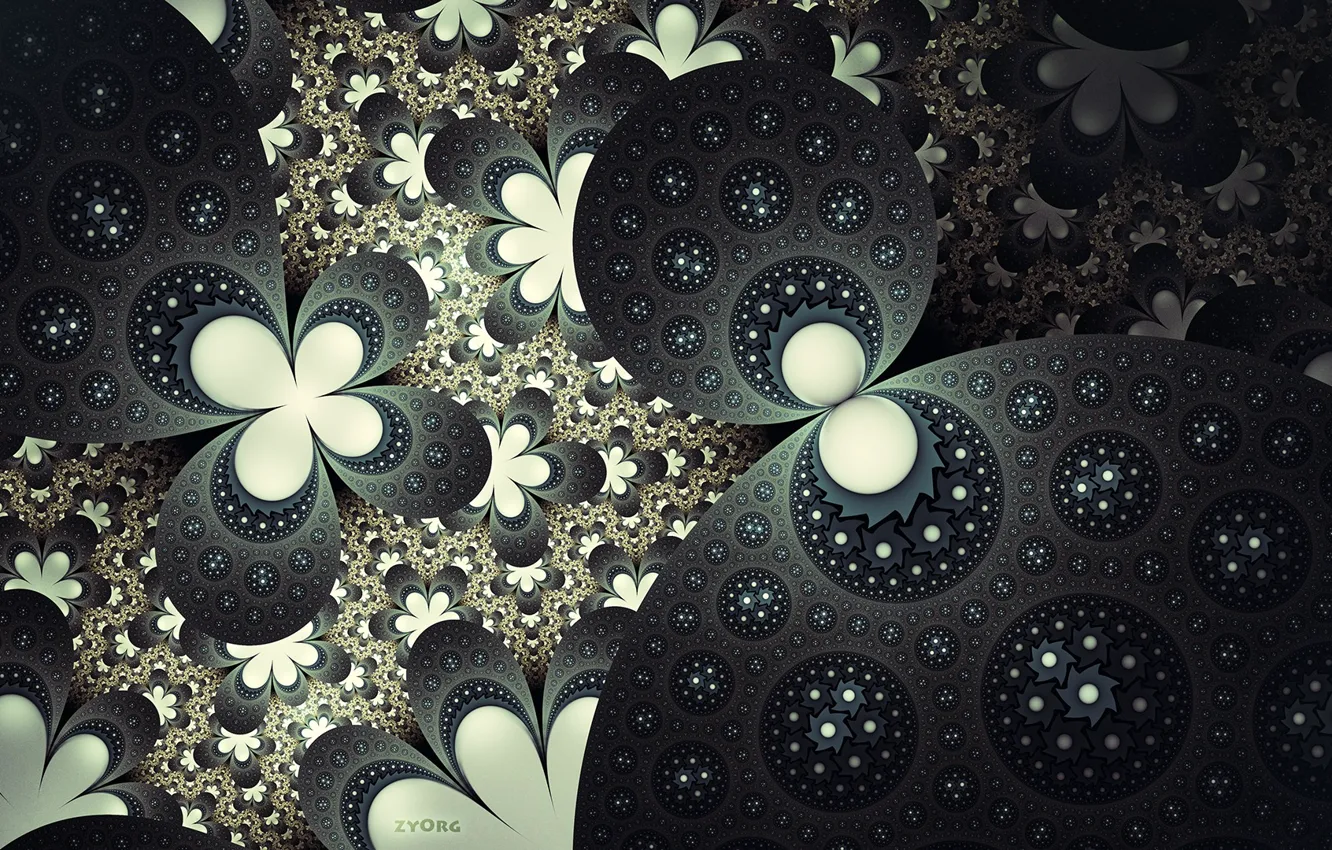 Photo wallpaper circles, fractal, grey