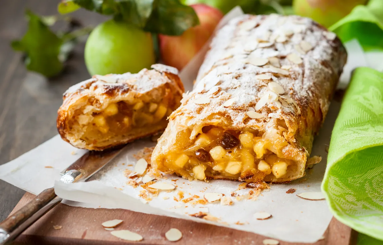 Photo wallpaper cakes, Apple, strudel