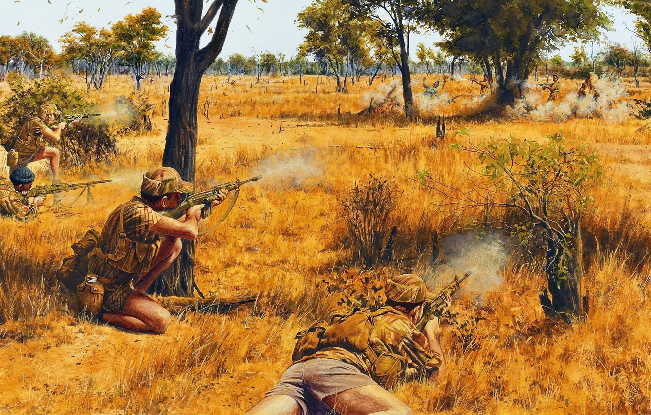 Photo wallpaper ambush, shootout, southern Rhodesia, armed struggle, The war in southern Rhodesia