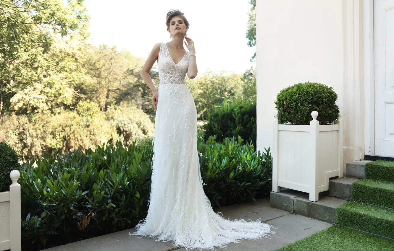 Photo wallpaper dress, woman, beautiful, model, pretty, bride