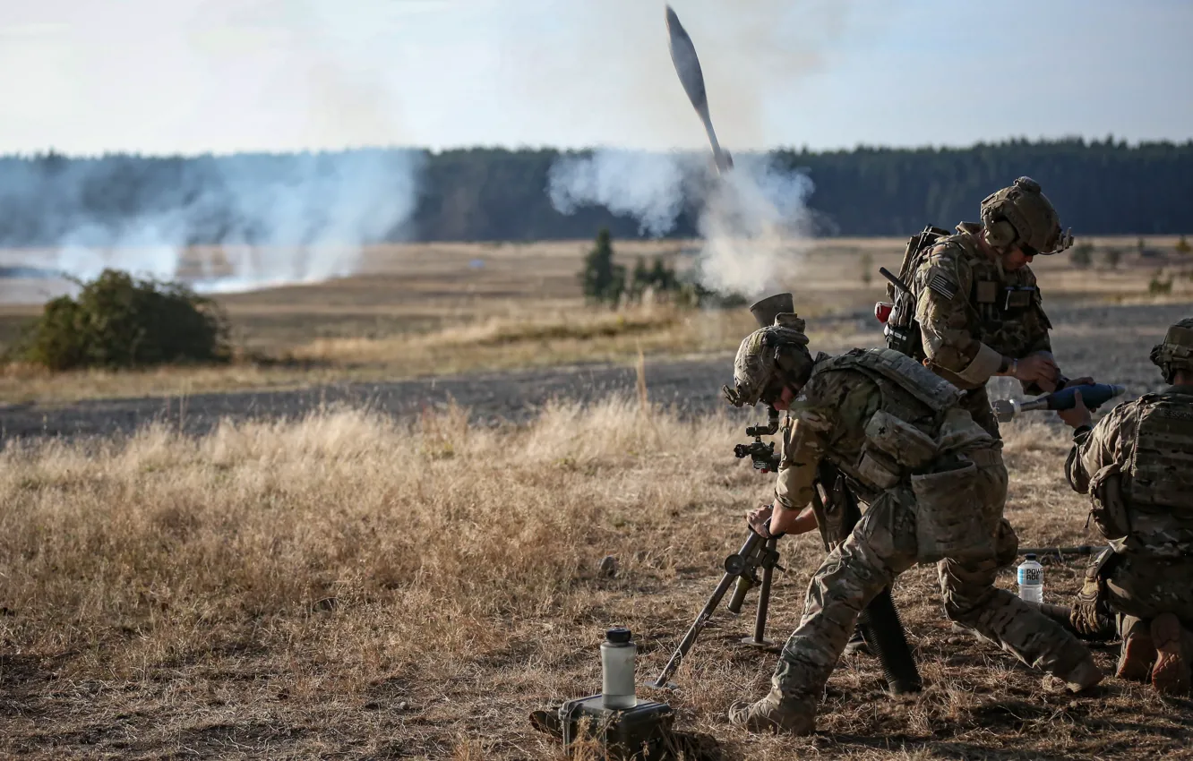 Photo wallpaper weapons, army, shot, mortar