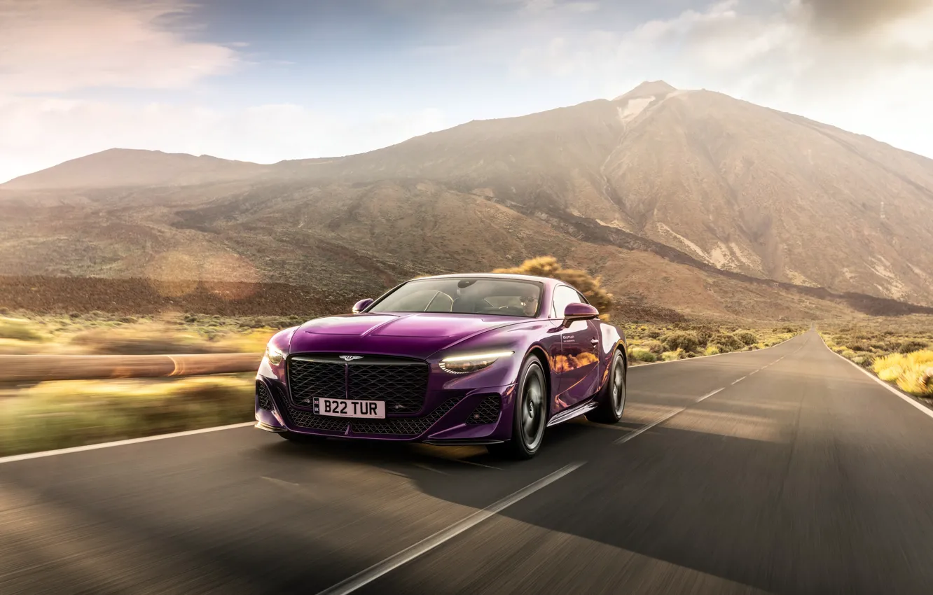 Photo wallpaper landscape, speed, Prototype, 2023, Luxury Car, by Mulliner, Bentley Batur, mountain trail