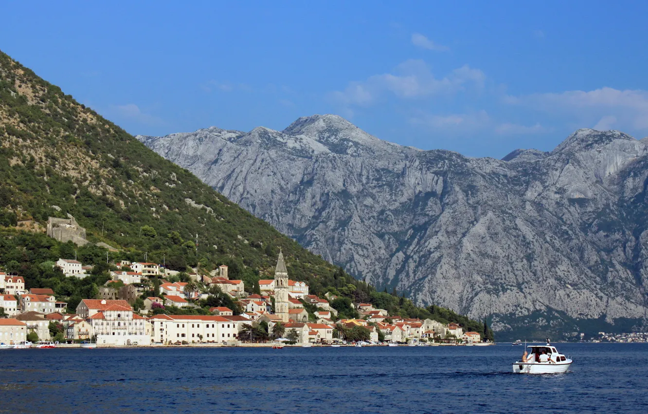 Photo wallpaper sea, the city, Adriatica, Montenegro, Perast