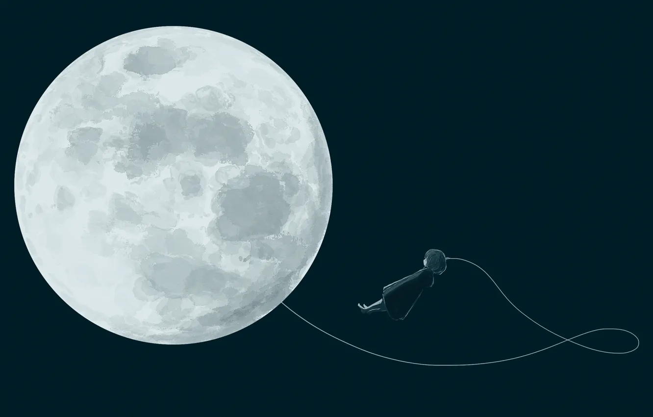 Photo wallpaper space, fiction, the moon, girl