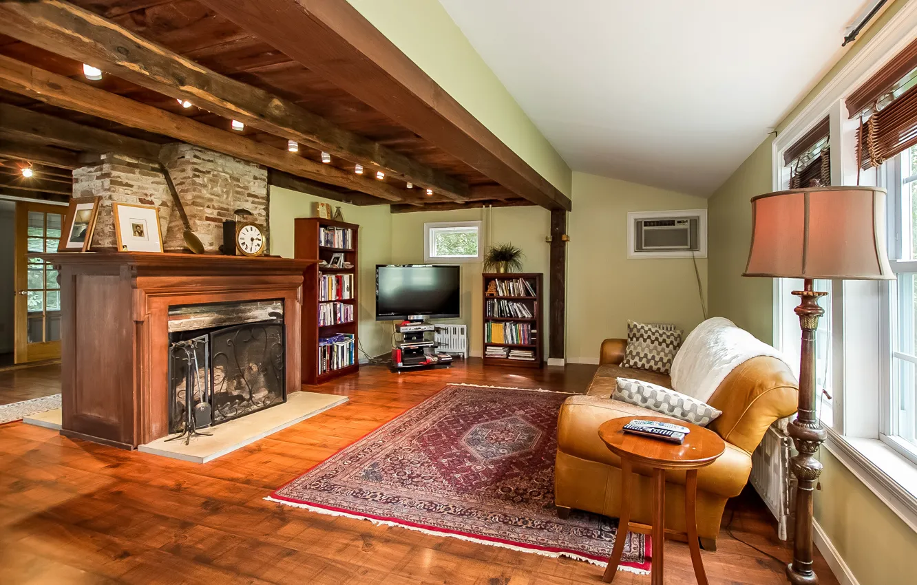 Photo wallpaper living room, interior, fireplace, design. home