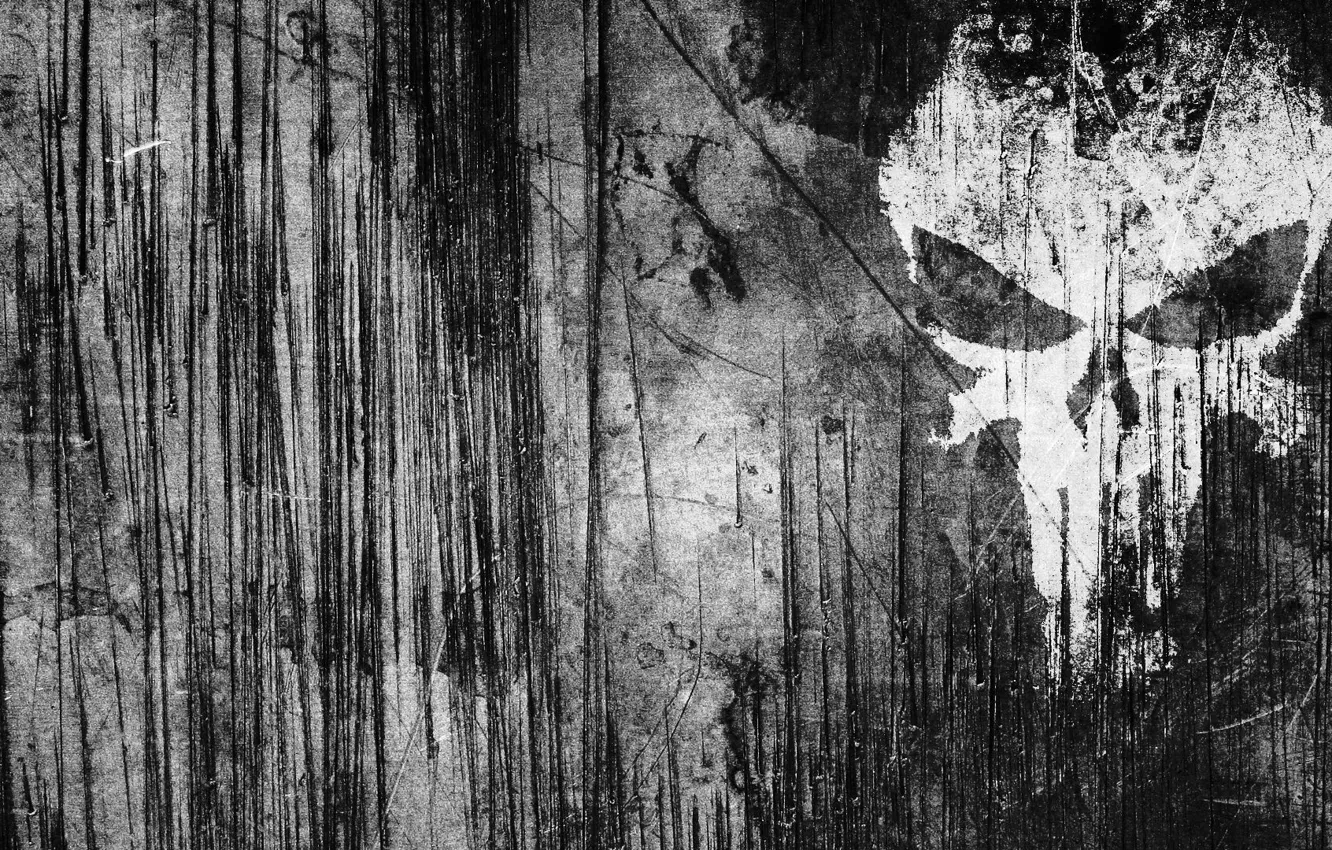 Photo wallpaper strip, skull, scratches, Punisher, The Punisher