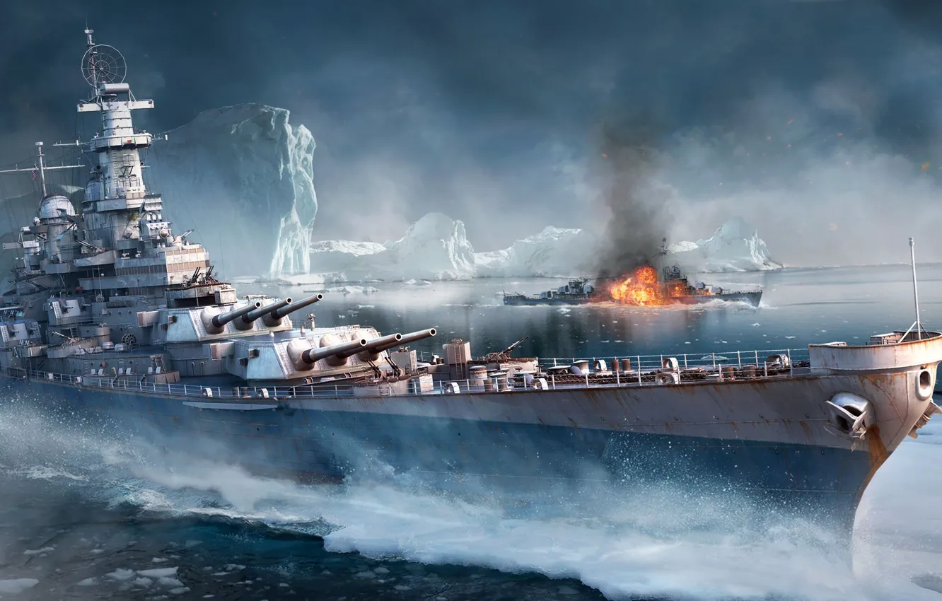 Photo wallpaper Battleship, Wargaming Net, Iowa, Iowa, WoWS, World of Warships, The World Of Ships