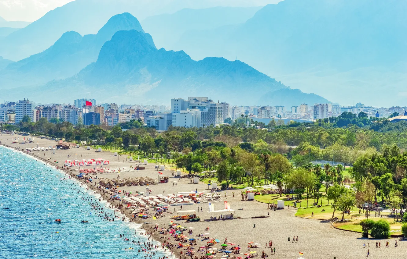 Photo wallpaper beach, mountains, Turkey, Antalya
