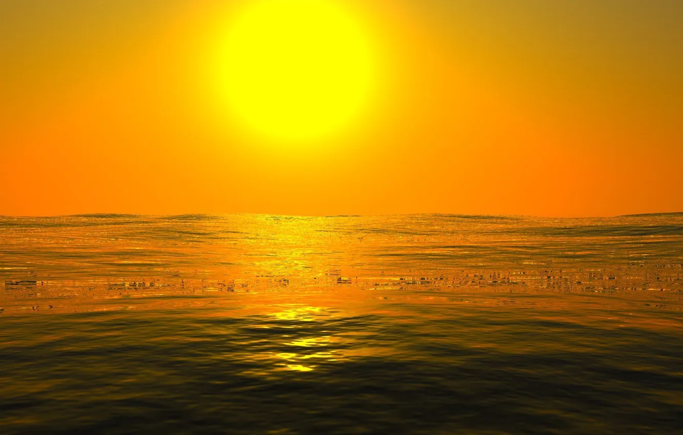 Photo wallpaper water, the sun, sunset, minimalism