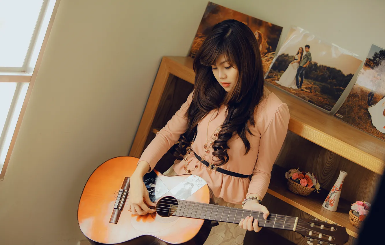 Photo wallpaper girl, music, guitar
