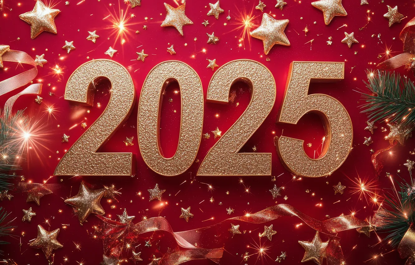 Photo wallpaper stars, branches, lights, lights, new year, sequins, figures, tape