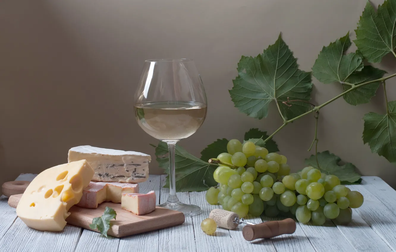 Photo wallpaper leaves, table, wine, Board, glass, cheese, tube, Winograd