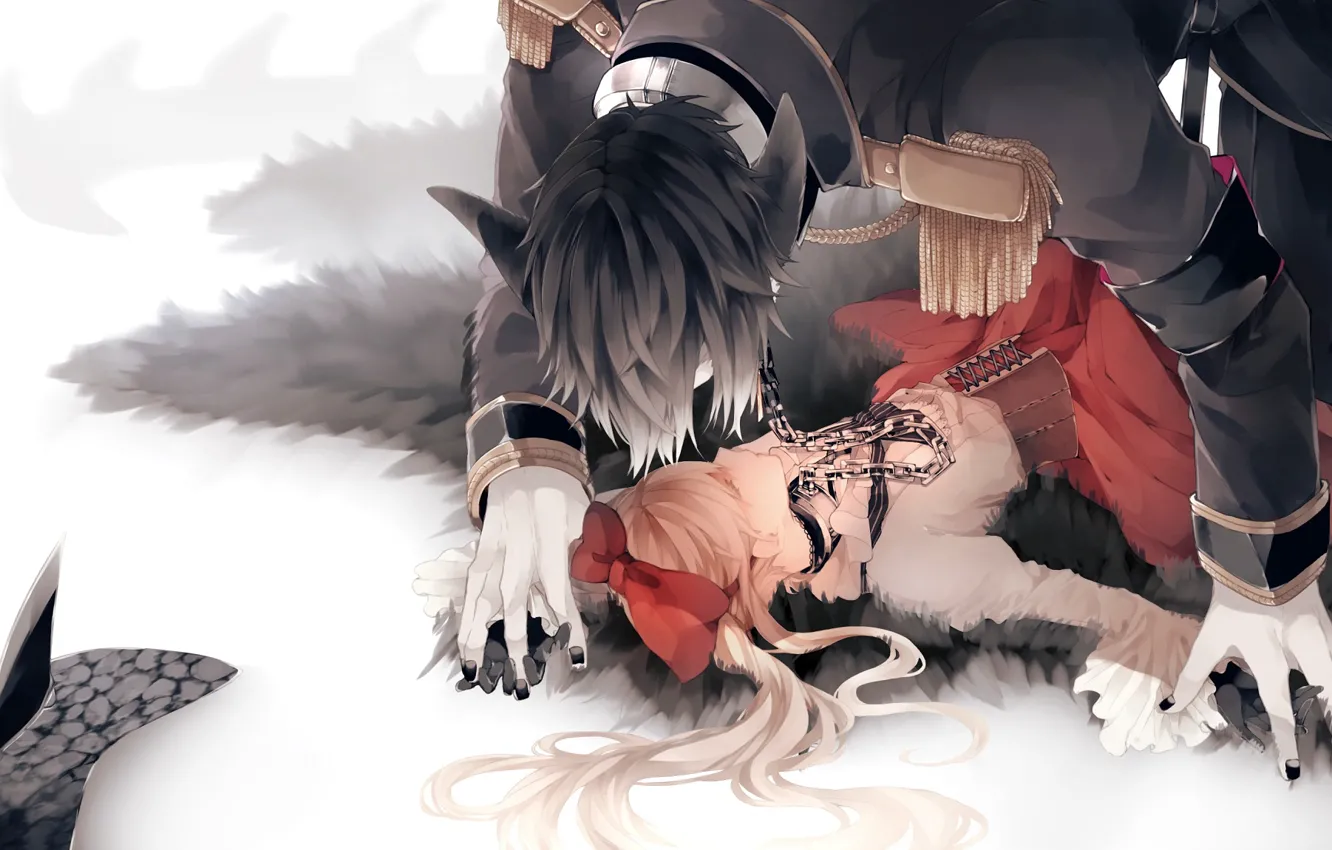 Photo wallpaper girl, wolf, werewolf