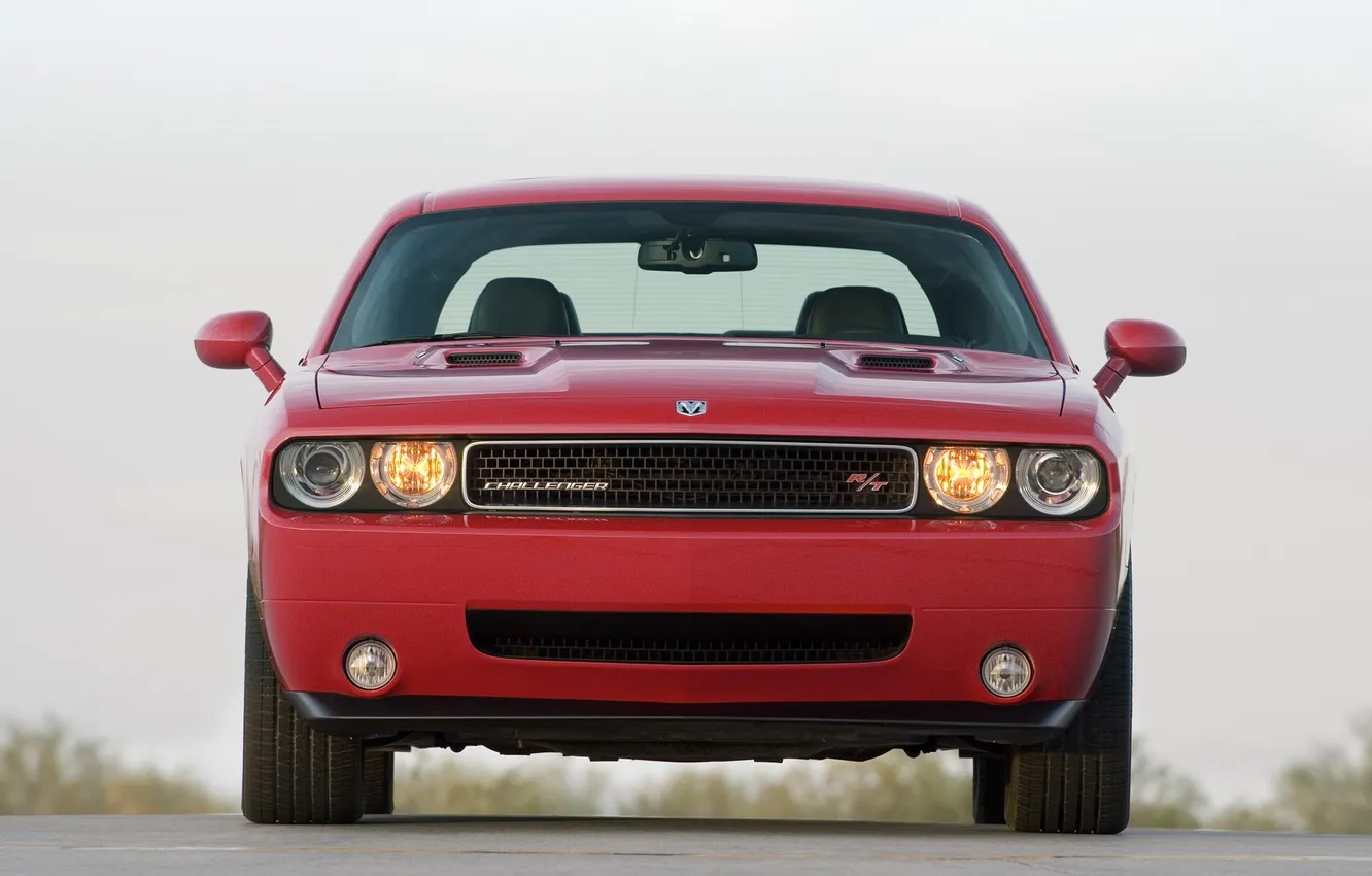 Photo wallpaper before, red, dodge, challenger
