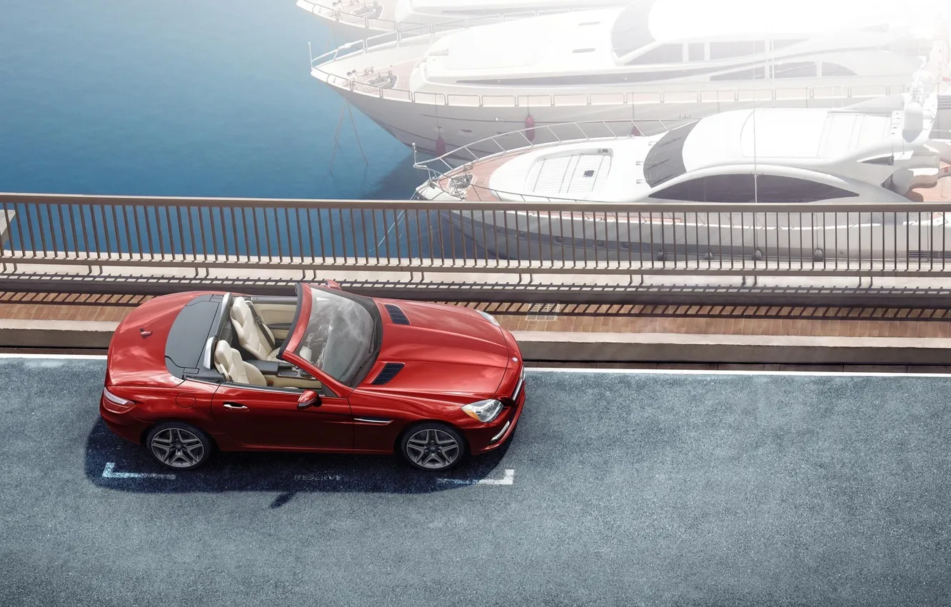 Photo wallpaper yacht, Mercedes, promenade, mercedes slk