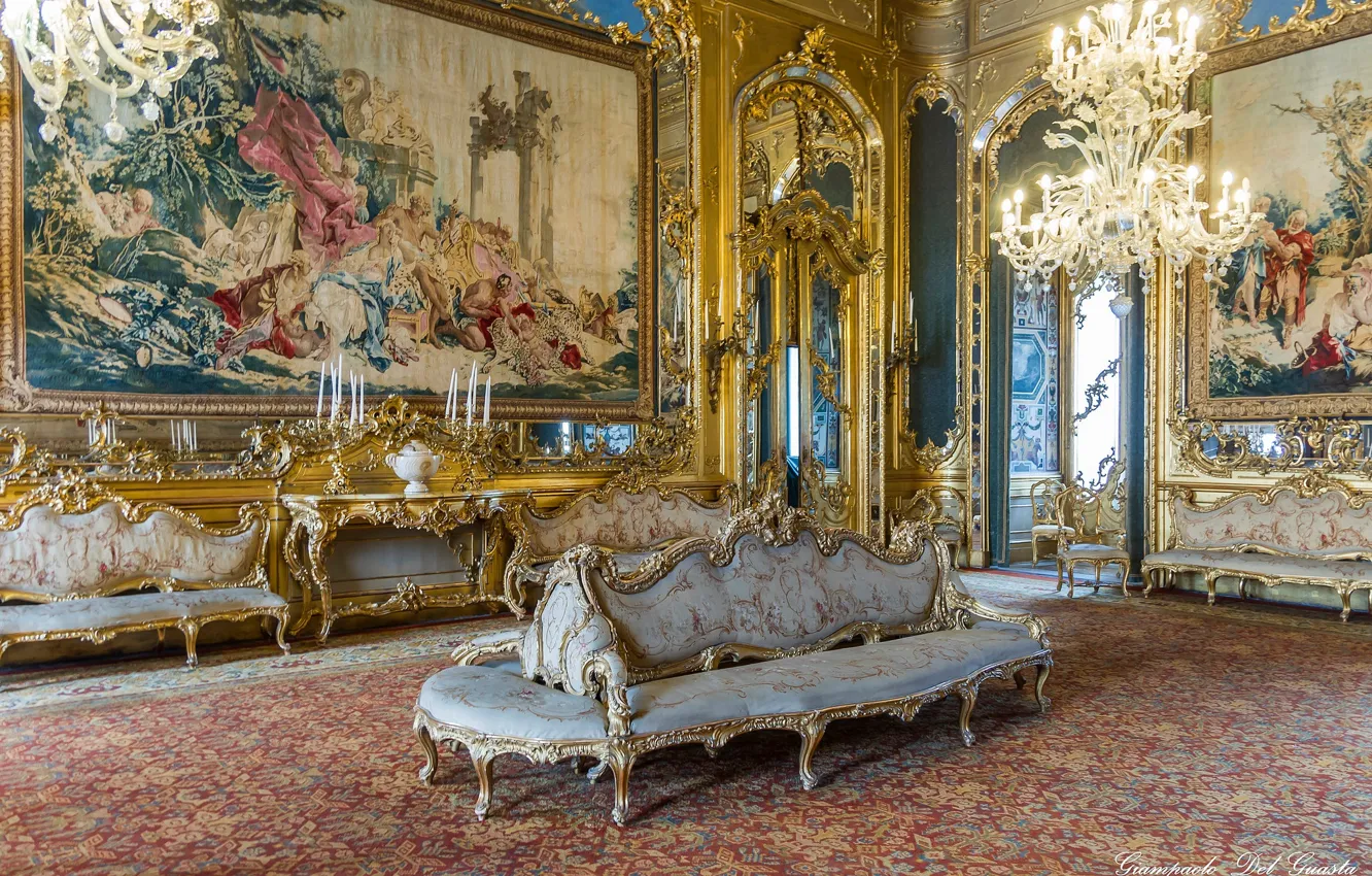 Photo wallpaper interior, carpet, candles, mirror, Rome, Italy, hall, Italy