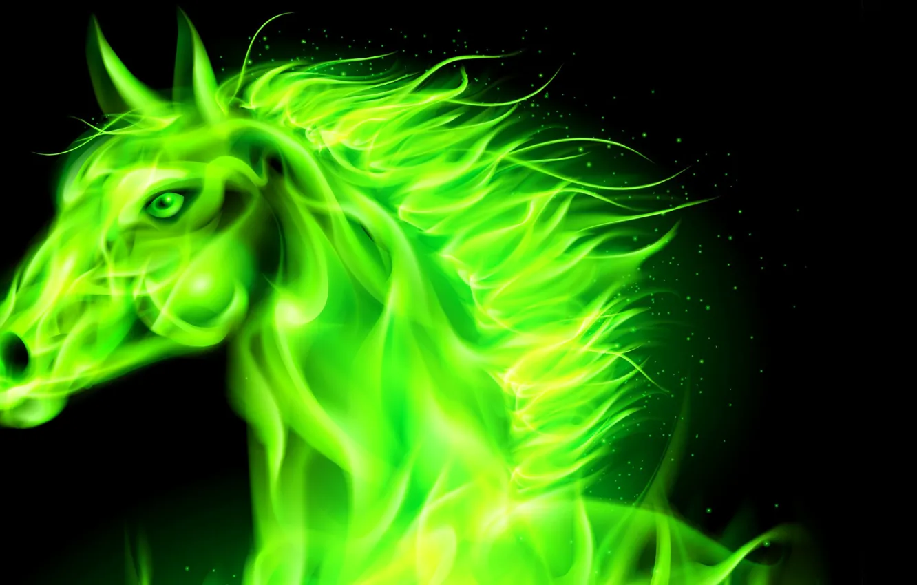 Photo wallpaper lights, flame, horse, color, mane, gas