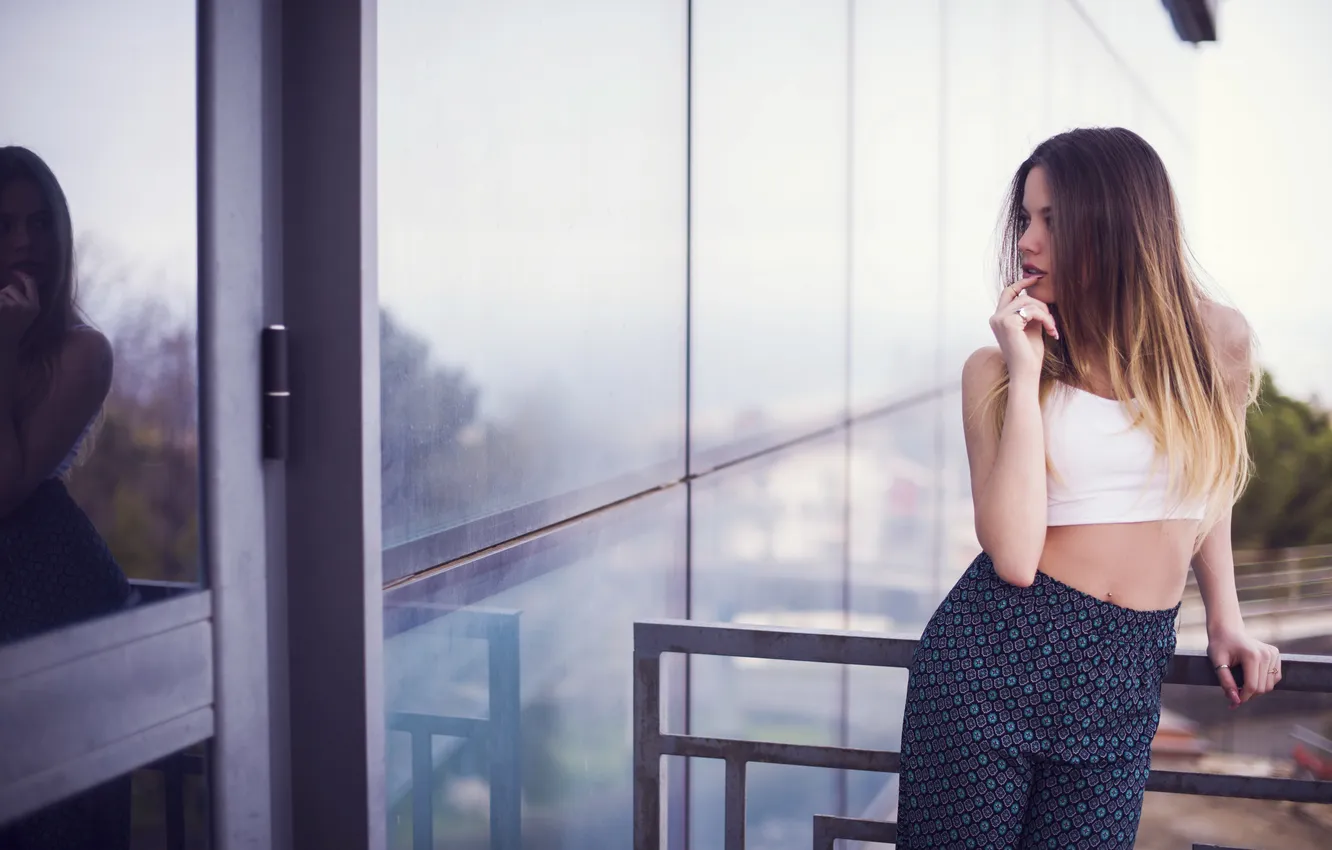 Photo wallpaper girl, pose, pants