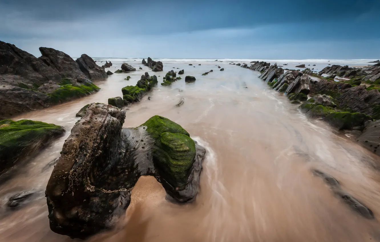 Photo wallpaper sea, landscape, stones, shore