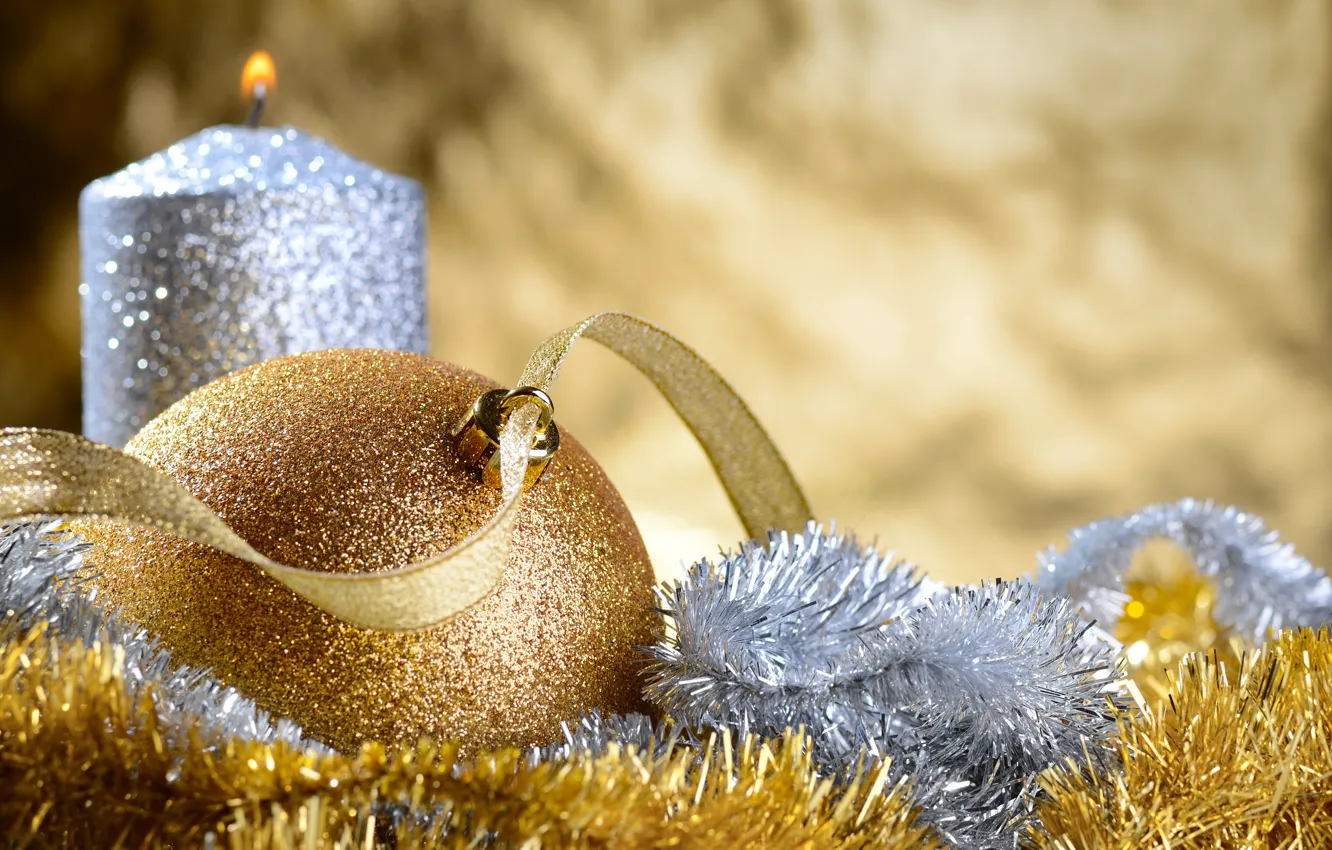 Photo wallpaper balls, tree, New Year, Christmas, tinsel, Christmas, New Year, decoration