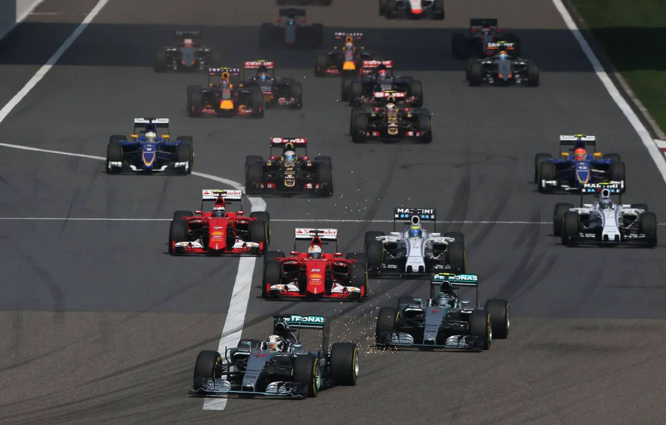 Photo wallpaper Ferrari, Mercedes, formula