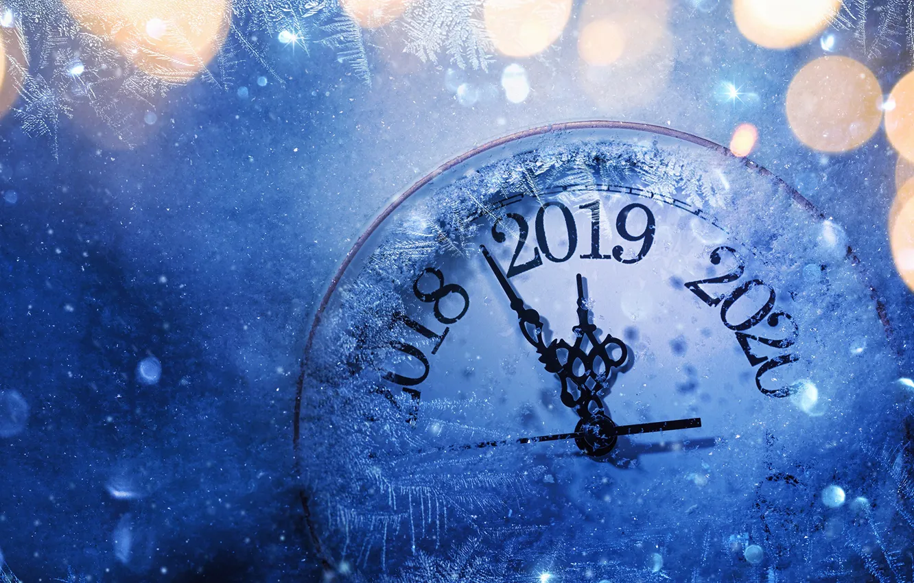 Photo wallpaper watch, New year, dial, bokeh, 2019