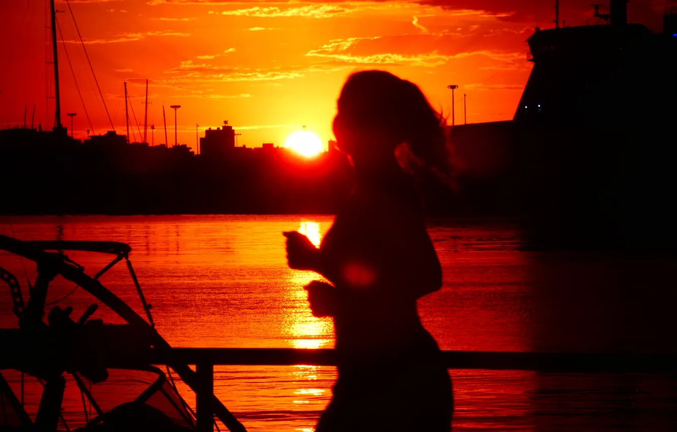 Photo wallpaper red sky, sunrays, morning Nature