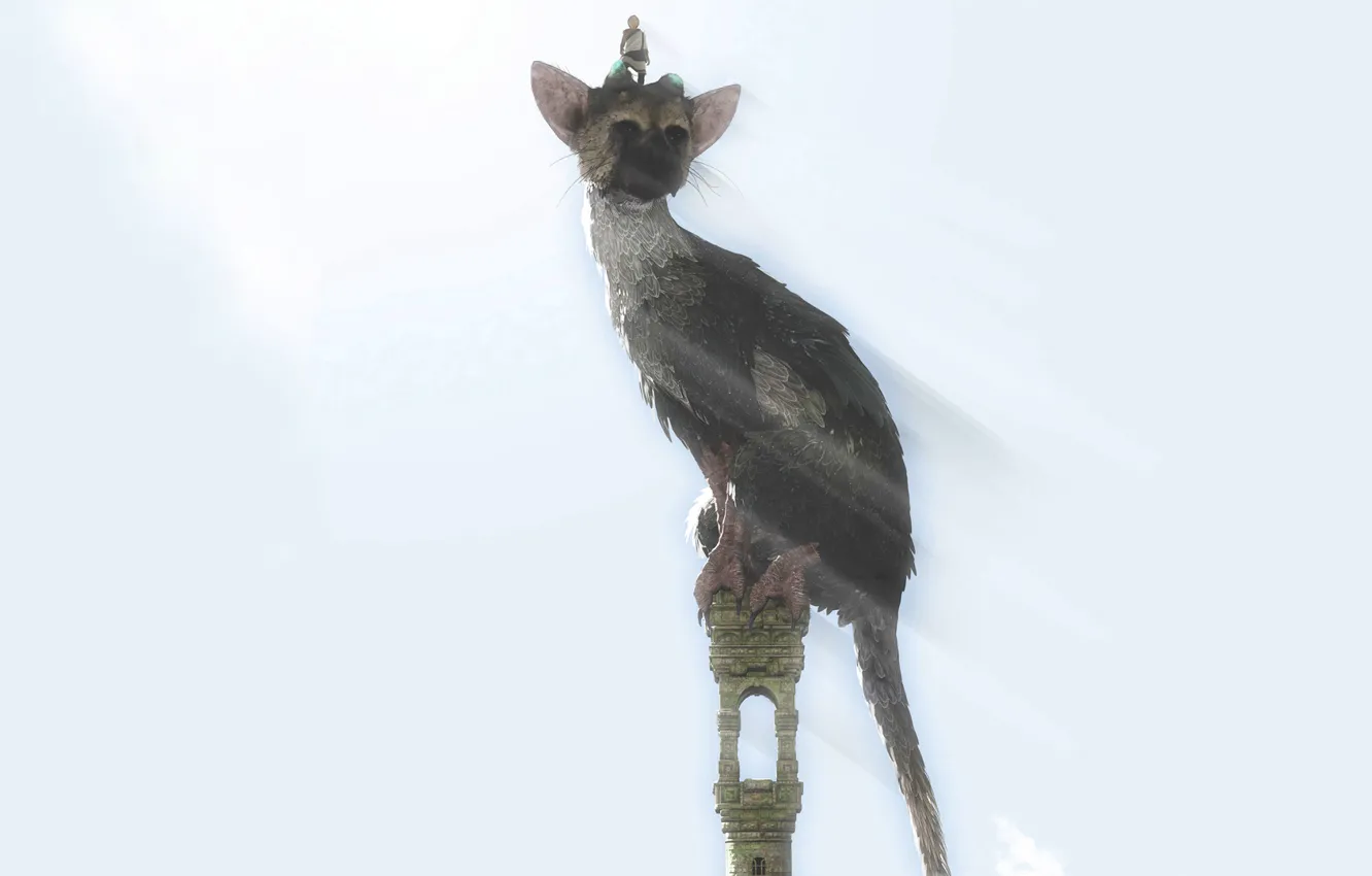 Photo wallpaper Boy, Feathers, Temple, Beast, Claws, Tail, The Last Guardian, The guardian