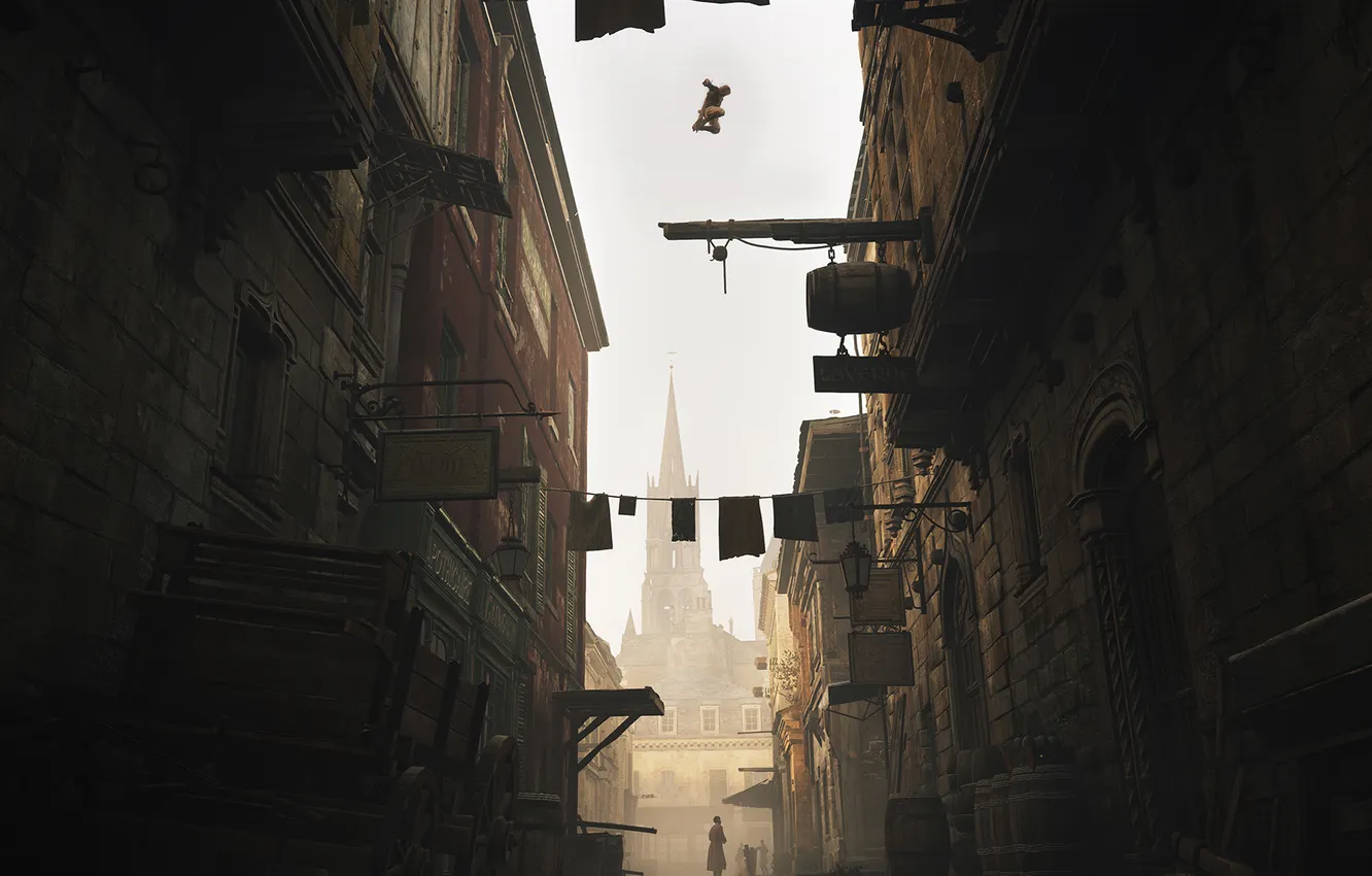 Photo wallpaper the city, building, lane, Assassin’s Creed Unity