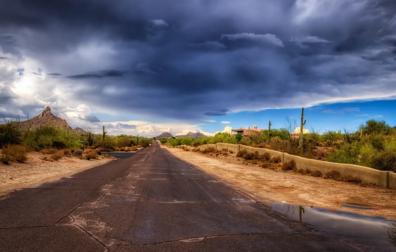 Photo wallpaper road, the sky, landscape