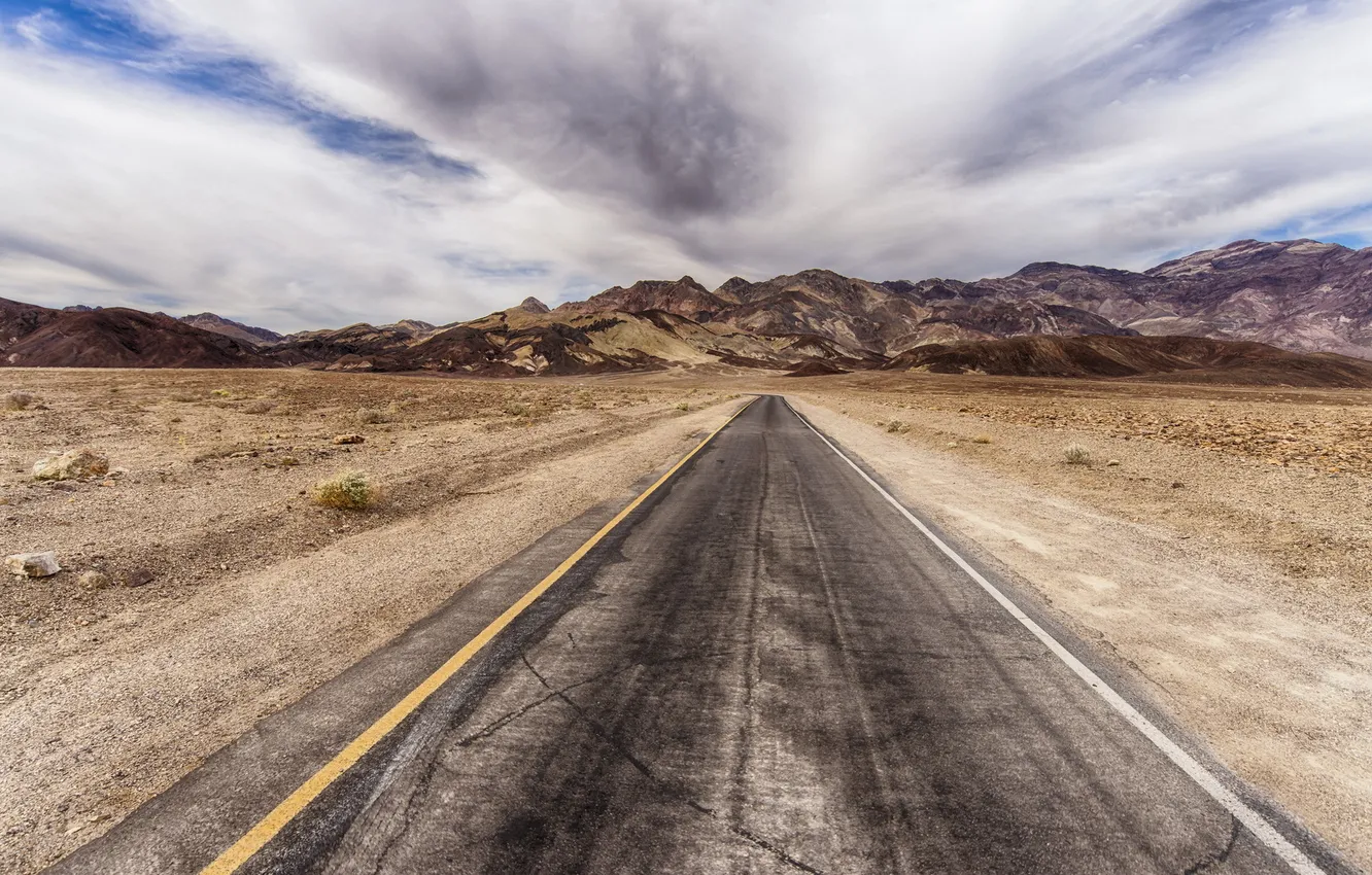 Photo wallpaper road, landscape, desert