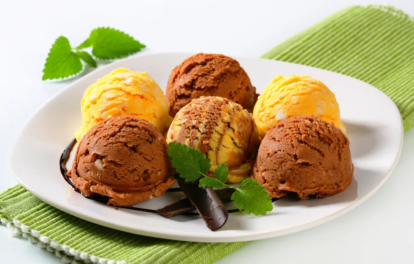 Photo wallpaper balls, food, ice cream, sweets, dessert, chocolate, chocolate, dessert