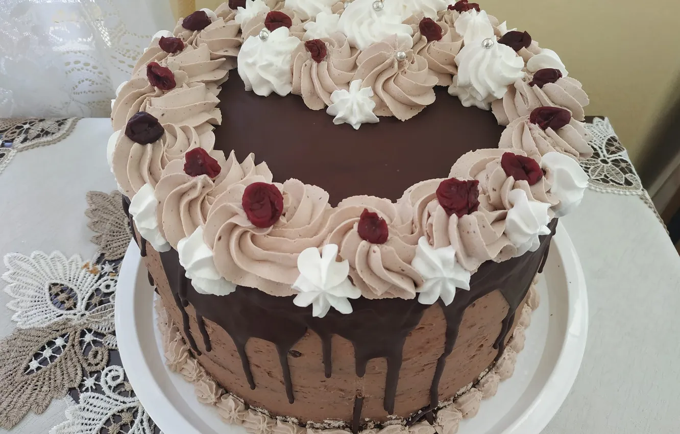 Photo wallpaper cake, chocolate, Whipped Cream