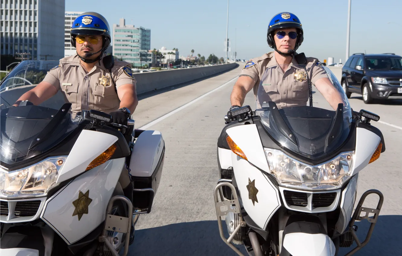 Photo wallpaper USA, California, america, chips, uniform, Michael Peña, California Highway Patrol, Dax Shepard