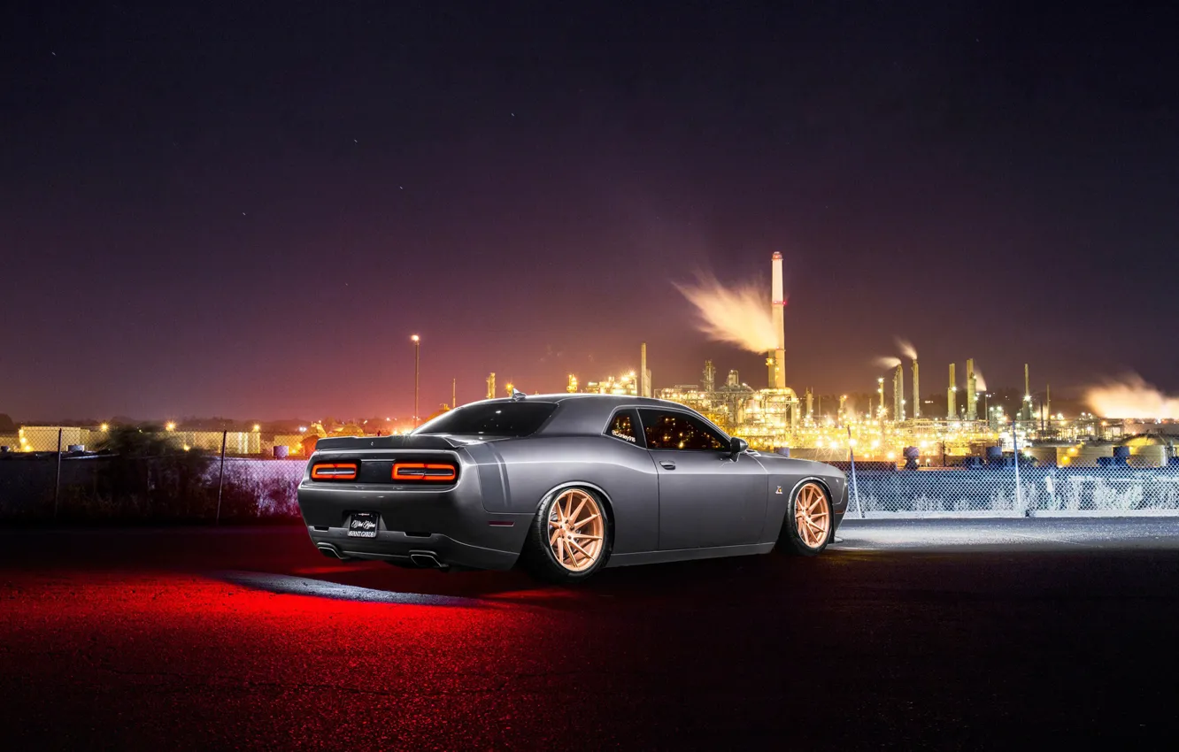 Photo wallpaper Dodge, Challenger, Car, Rear, Avant Garde Wheels