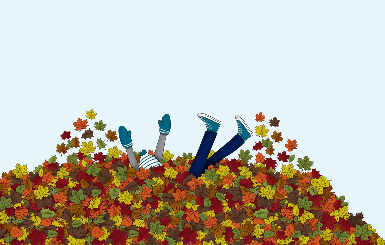 Photo wallpaper autumn, leaves, girl, mood, people, guy