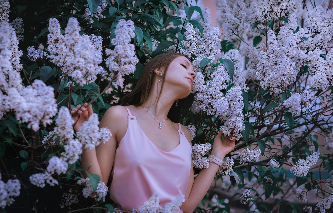Photo wallpaper portrait, light, girl, style, woman, flowers, model, mood