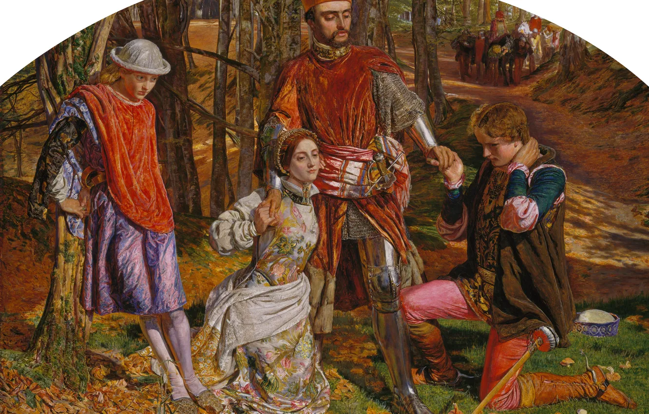 Photo wallpaper 1851, William Holman Hunt, in Shakespeare's play Two gentlemen of Verona, Valentine rescues Sylvia from …