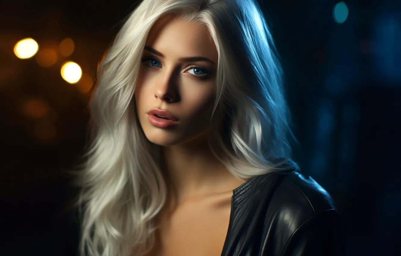 Photo wallpaper look, blonde, blue eyes, long hair, blue eyes, Stable Diffusion, neural network