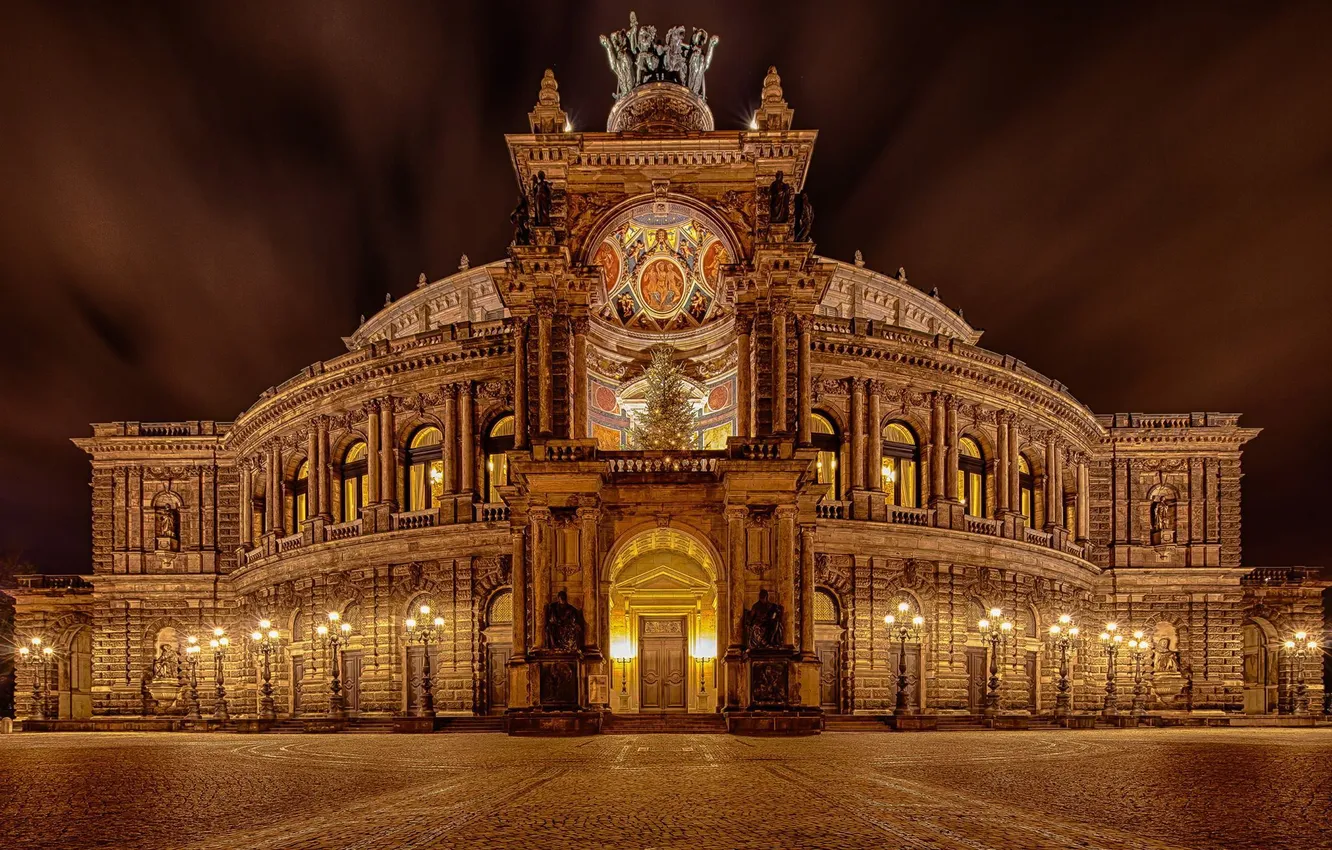 Photo wallpaper Germany, Dresden, Dresden, Germany, Saxony, Old town, Theatre square, Semperoper