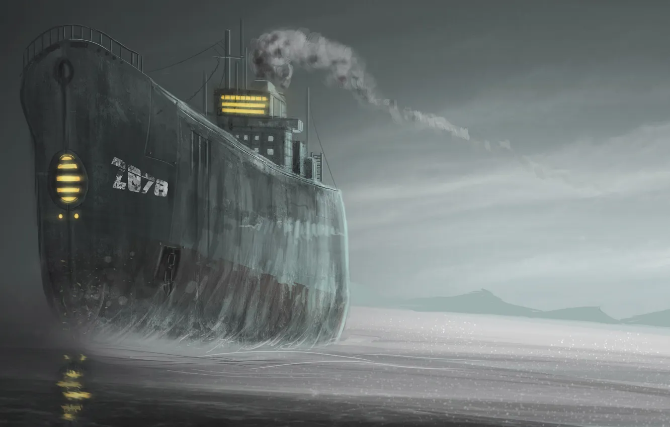 Photo wallpaper sea, ship, art, tanker