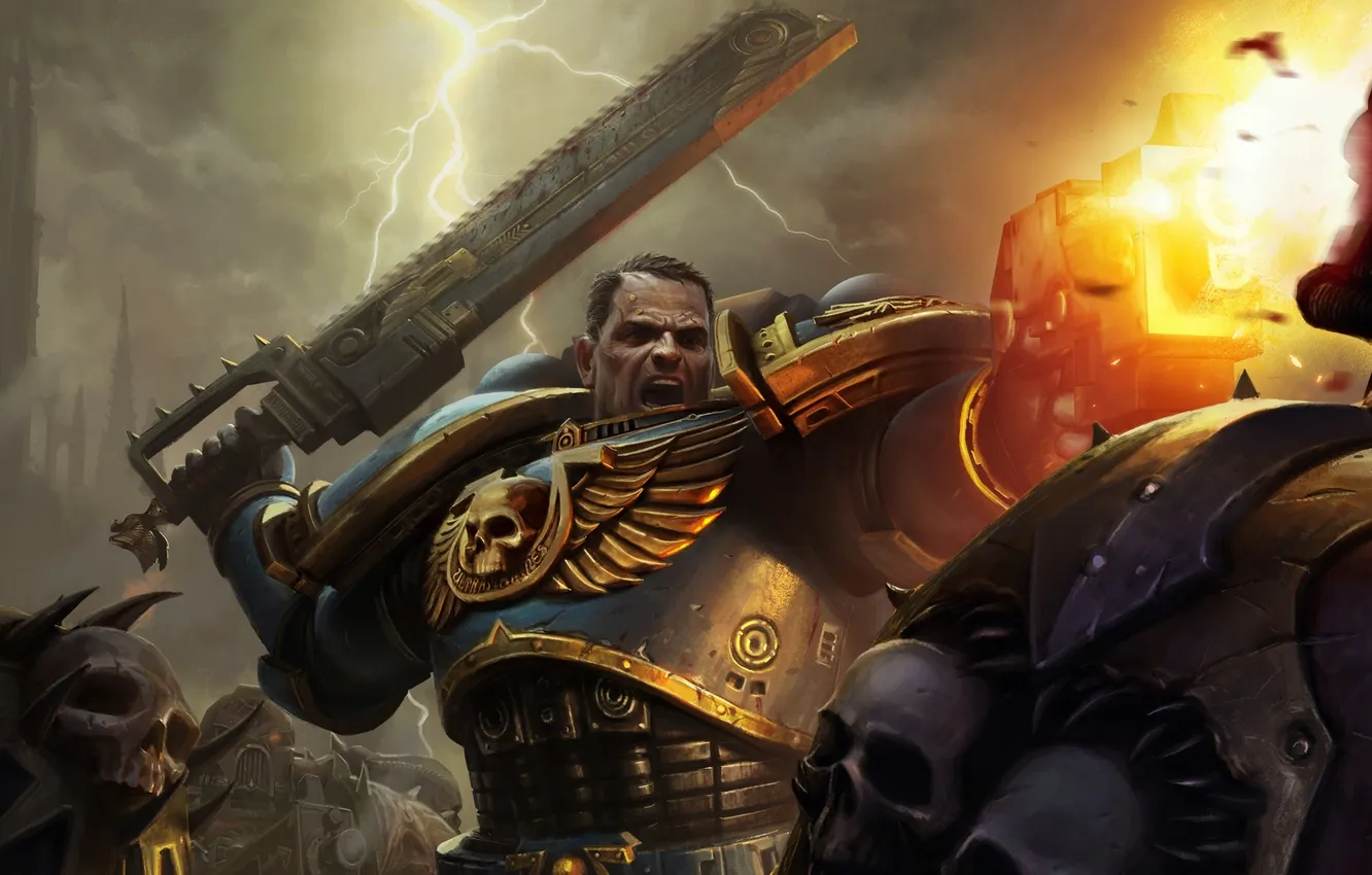 Photo wallpaper victory, battle, space marine, space Marines, pilomac