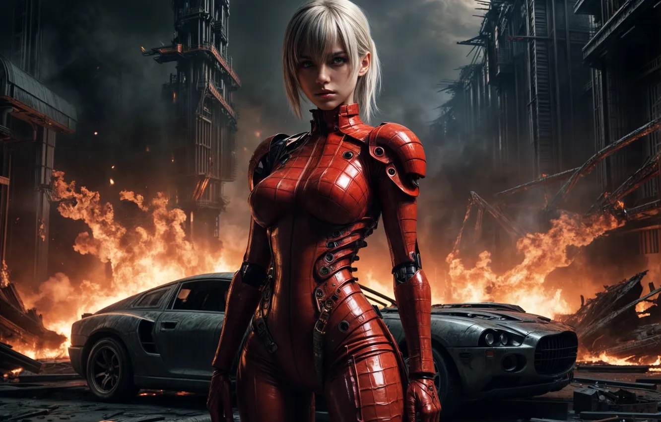 Photo wallpaper girl, Kristanna Loki, Terminator, the image is generated by AI