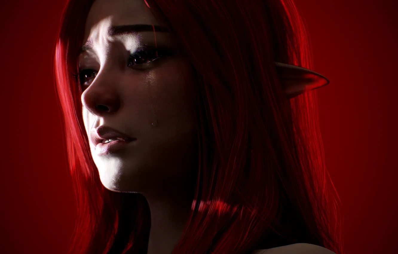 Photo wallpaper girl, elf, crying