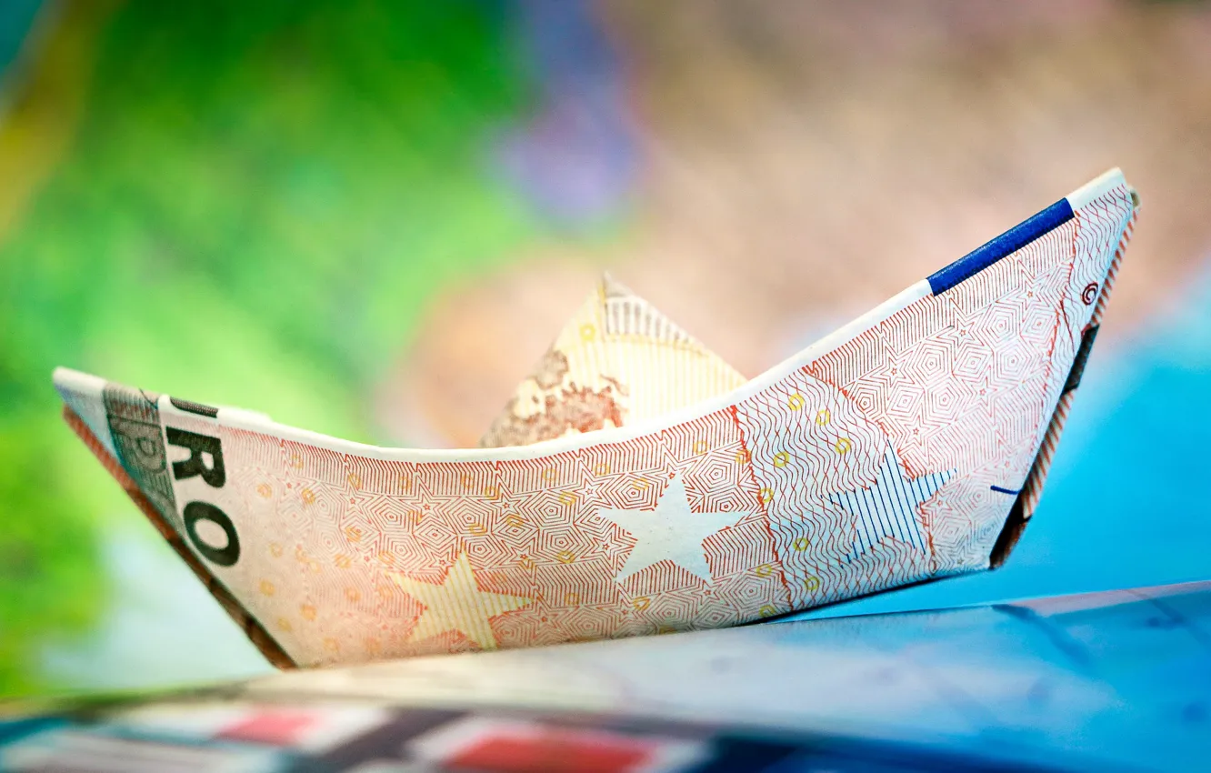 Photo wallpaper money, Euro, boat, currency