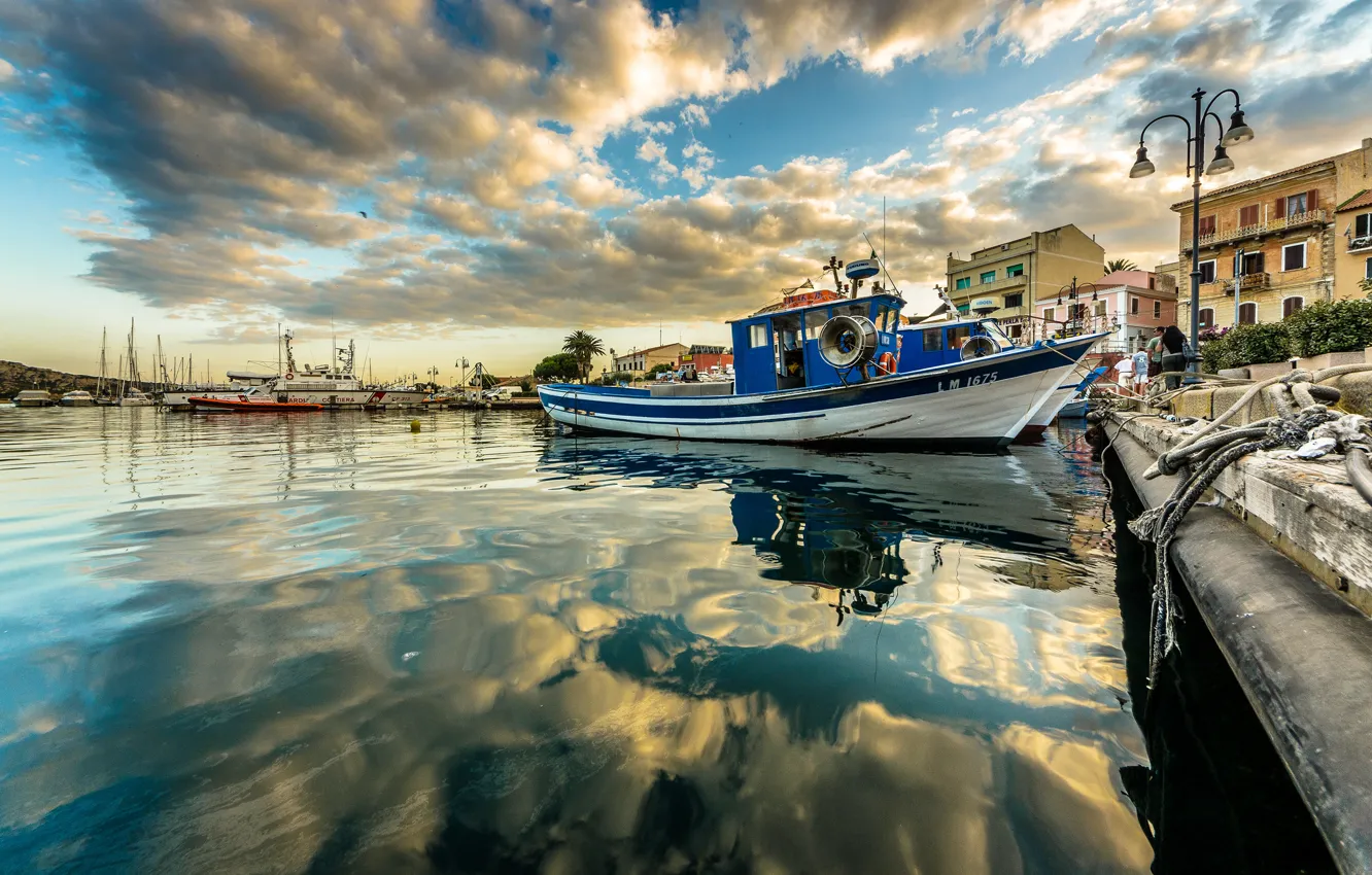 Photo wallpaper sea, the sky, boat, home, yacht, harbour