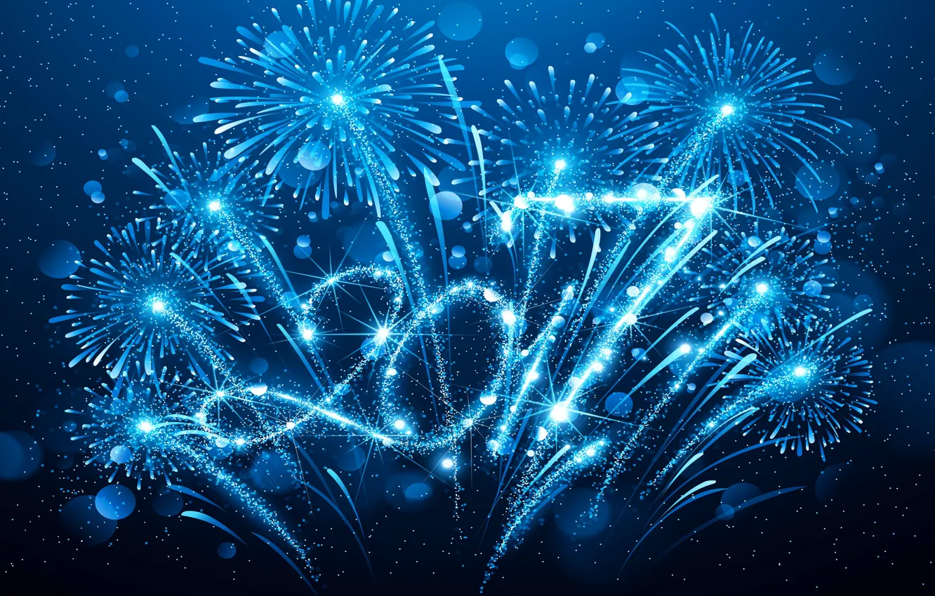 Photo wallpaper new year, blue, New Year, decoration, Happy, 2017, holiday celebration