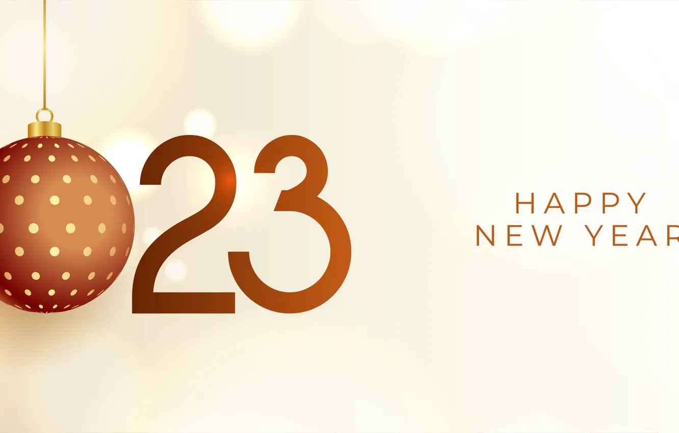 Photo wallpaper balls, the inscription, new year, figures, banner, brown, light background, date