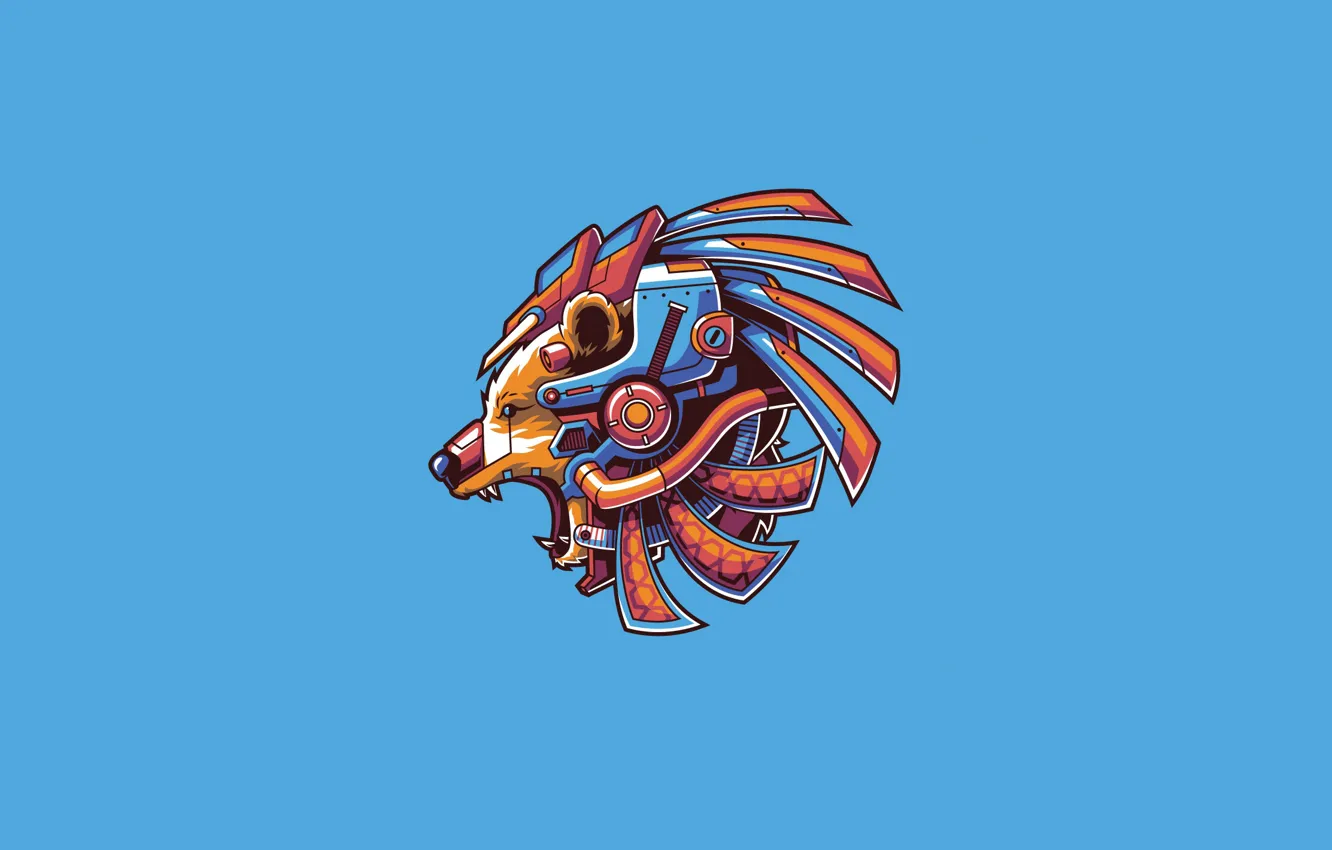 Photo wallpaper vector, robot, bear, art, Machine, Minimalism, droid, Angga Tantama