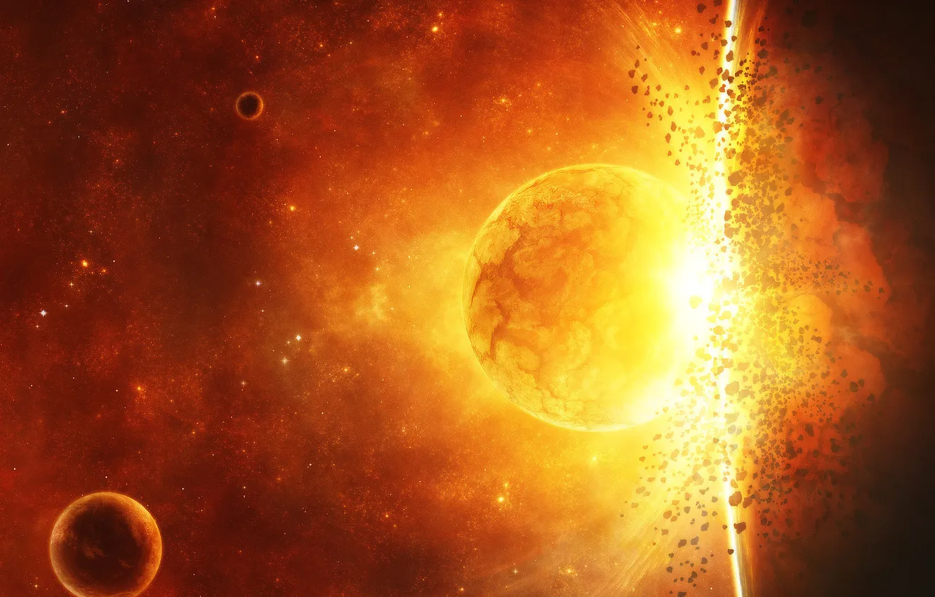 Photo wallpaper the explosion, planet, blow